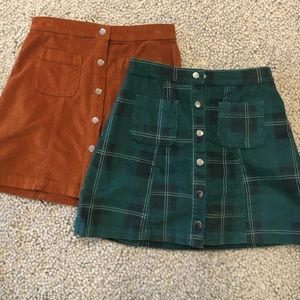 New!! 2 Urban Outfitters velvet snap mini skirts